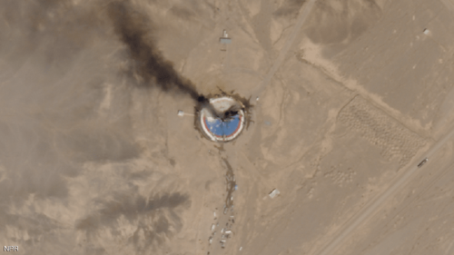 الدخان يفضح فشلا إيرانيا فضائيا.. انفجار صاروخ بمنصة إطلاقه