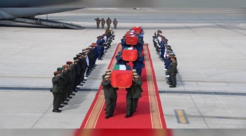 مراسم استقبال عسكرية لجثامين شهداء الإمارات في أبو ظبي