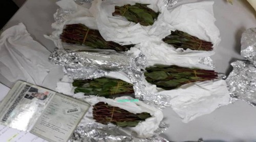 أمن مطار عدن يضبط مسافراً حاول تهريب كمية من القات الأخضر والمطحون إلى عمان