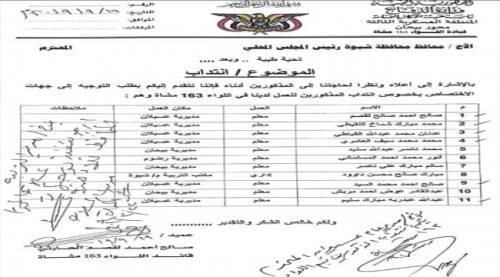 تنظيم الإخوان بشبوة يستقطب المعلمين الى صفوفه
