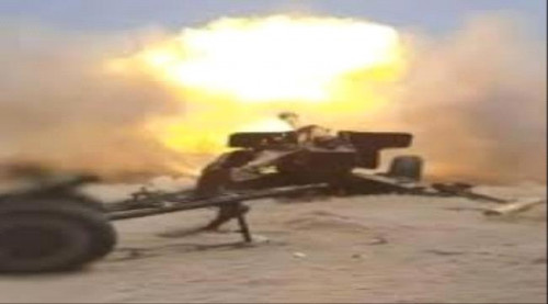 المدفعية الجنوبية تدك مواقع حوثية مستحدثه بقطاع الفاخر وبتار