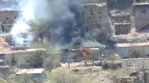 قصف صاروخي حوثي يستهدف منازل المواطنين شمالي الضالع