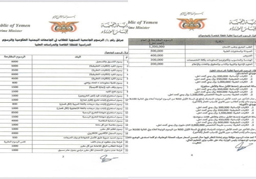 قرار حكومي بتوحيد قيمة الرسوم الدراسية في الجامعات الحكومية والنفقات الخاصة والدراسات العليا