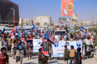 انتقالي عتق ينظم مسيرة جماهيرية احتفالًا بانتصارات القوات الجنوبية في عارين وحضرموت
