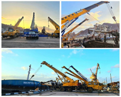 انتشال ثاني أكبر سفينة غارقة في ميناء الاصطياد السمكي بالعاصمة عدن