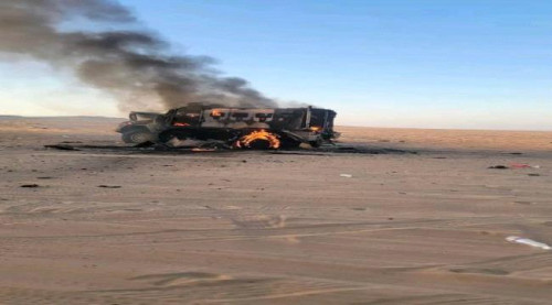 الطيران السعودي يدمر رتلًا عسكريًا منهوبًا في وادي وصحراء حضرموت كان في طريقه إلى مأرب